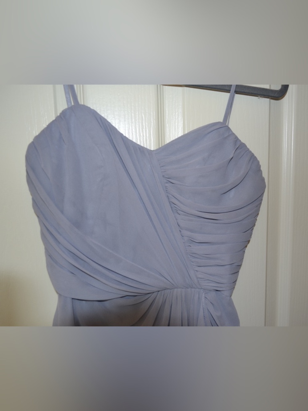 Dessy Collection Style 2895 Light Gray Strapless Chiffon Gown with Ruffle Detail - Picture 7 of 12